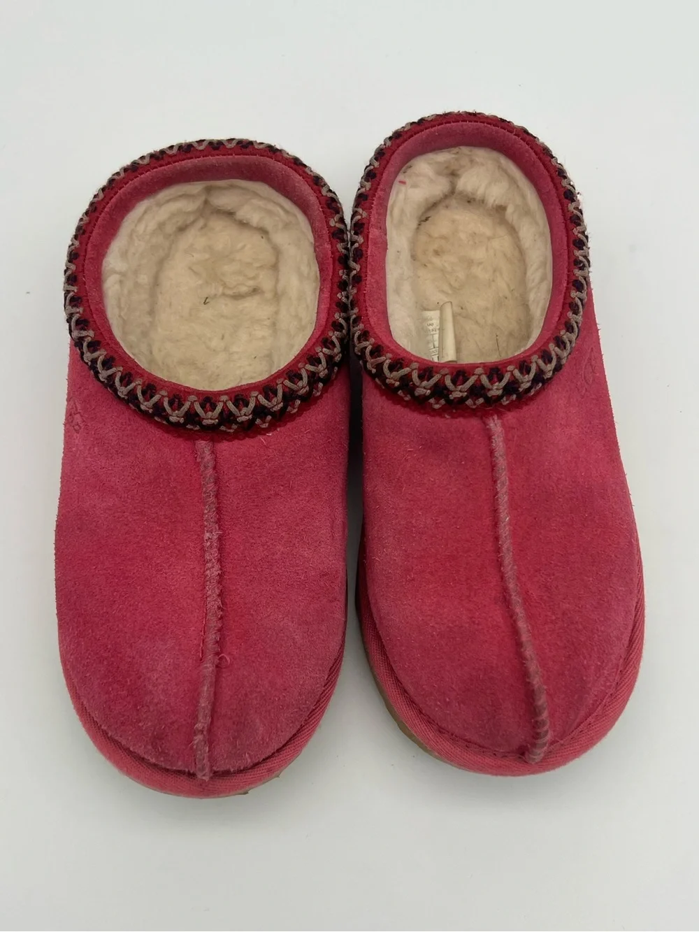 UGG Tasman kids girls size 1 Suede Slip-On Shearling Clogs mules pink leather